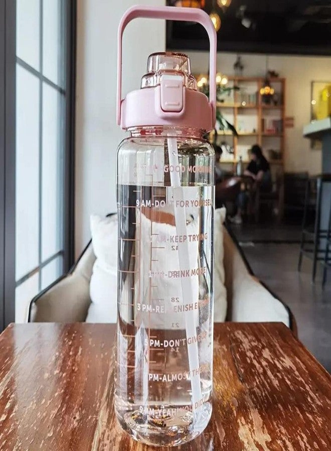 WEZOSHINET Plastic 2 Litre Water Bottle with Motivational Time Marker, Straw & Handle - Leakproof, Durable, Non-Toxic, BPA-Free for Office, School, Gym, Yoga, Outdoor Sports (Pack of 1, Multicolour) - Image 1